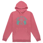 Checkered Flag Embroidered Pullover Hoodie - Pink