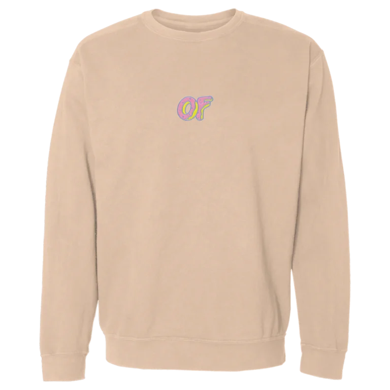 OF Donut Logo Embroidered Crewneck Sweatshirt - Sandstone