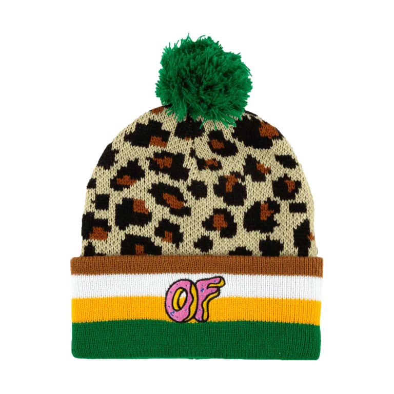 OF Leopard Pom Pom Beanie