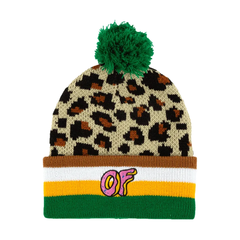 OF Leopard Pom Pom Beanie