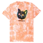 Psych Kitty Tee - Peach Crystal Wash Tie Dye