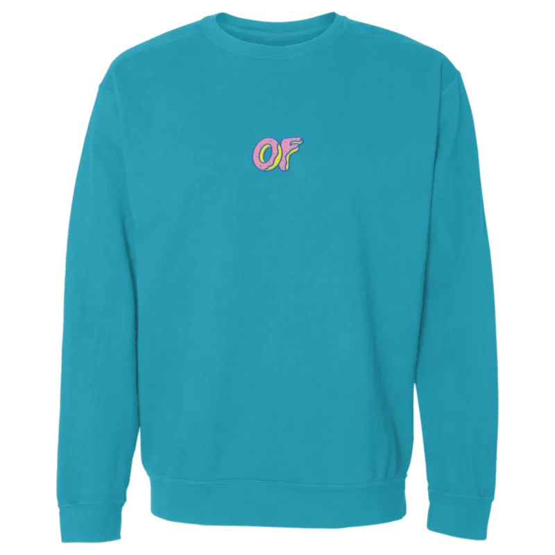 OF Donut Logo Embroidered Crewneck Sweatshirt – Teal-Odd Future Sweatshirt